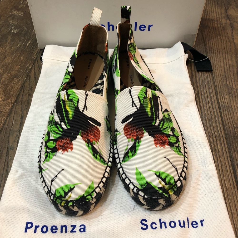 Proenza Schouler Fabric Fleur Espadrilles New EU40